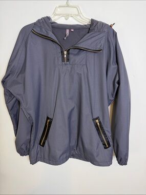 SWEATY BETTY Hooded Rain Anorak Quarter Zip Pullover Jacket, Dark Blue | Sz XS